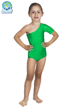 BODY DANZA IN LYCRA MONOSPALLA MEZZA MANICA VERDE BABY
